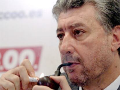 El secretario general de CC OO, José María Fidalgo, durante la presentación de la ponencia política que se debatirá en el próximo Congreso Confederal.