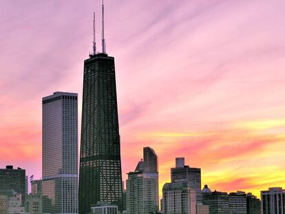 The iconic John Hancock Center building by architect Bruce Graham.