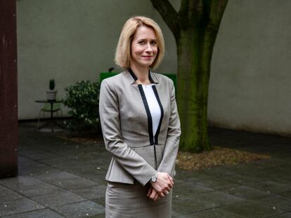 Kaja Kallas, Prime Minister of Estonia, at the headquarters of the Estonian permanent representation to the EU in Brussels on Wednesday.