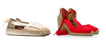 Naguisa's SOC espadrille, and to the right, a design from Castañer.