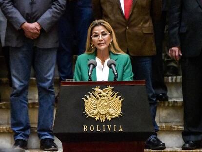Jeanine Áñez, quando era presidenta interina da Bolívia, em foto de arquivo.