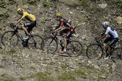 Froome, Van Garderen y Quintana, durante la décima etapa.