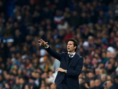 Santiago Solari, durante un partido del Real Madrid en la Champions League frente al CSKA de Moscú.