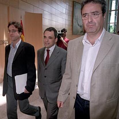 Javier López, Rafael Simancas y José Ricardo Martínez, secretarios generales de CC OO, PSOE y UGT en Madrid.