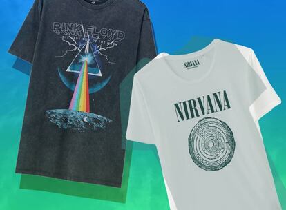 Camisetas dedicadas a Pink Floyd (Pull&Bear) y Nirvana (IKKS).