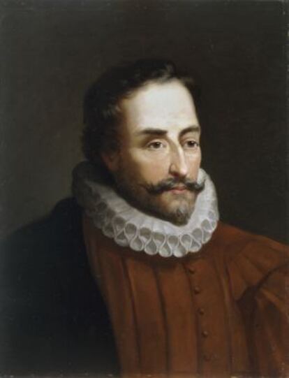 Retrato de Miguel de Cervantes Saavedra, de José Balaca, en la Academia de Bellas Artes.