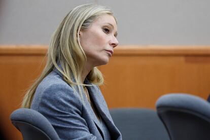 Gwyneth Paltrow sits in court during an objection by her council at her ski crash trial, in Park City, Utah, U.S., March 23, 2023.