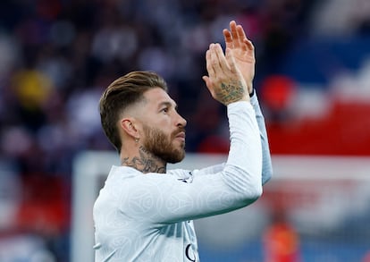 Sergio Ramos, futbolista del PSG, este fin de semana en la previa del partido frente al RC Lens.