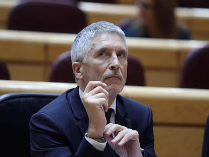 El ministro del Interior, Fernando Grande-Marlaska, durante la sesión del control al Gobierno celebrada este martes en el Senado.