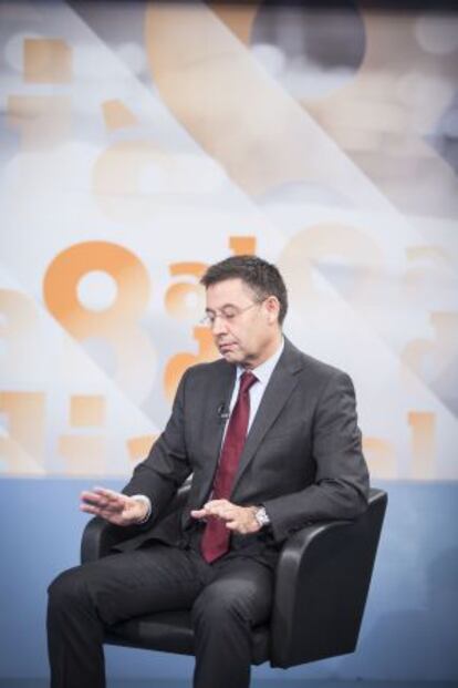 Barça president Josep Maria Bartomeu during the interview on 8TV.