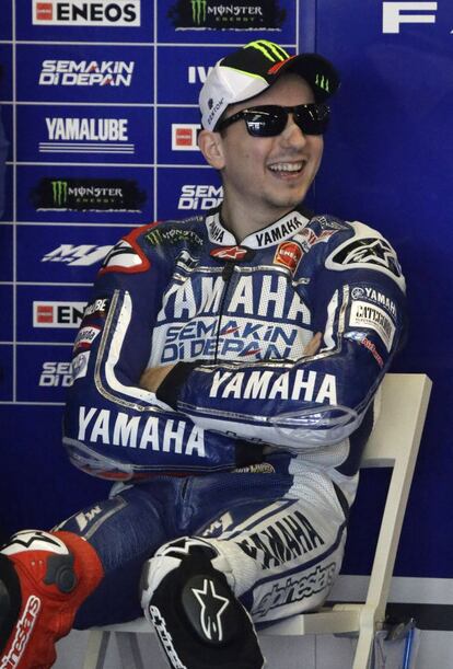 Jorge Lorenzo antes del entrenamiento.