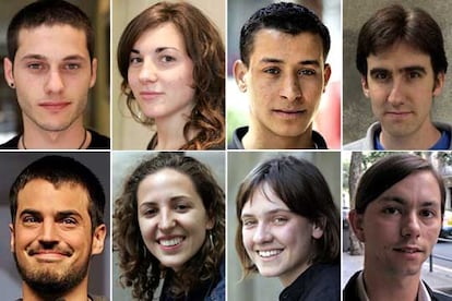 De izquierda a derecha y de arriba abajo: Diego Pol, Núria Reguero, Abderrahim ed Daqqoun, Marc Majà, Àlex Pastor, Roser Bou, Anna Rovira y Jordi López Suñé.