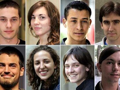 De izquierda a derecha y de arriba abajo: Diego Pol, Núria Reguero, Abderrahim ed Daqqoun, Marc Majà, Àlex Pastor, Roser Bou, Anna Rovira y Jordi López Suñé.