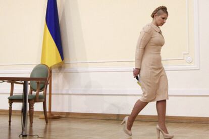 Yulia Timoshenko, tras la rueda de prensa celebrada ayer en Kiev.