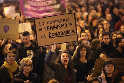 Manifestación en Barcelona contra la violencia machista convocada por la plataforma 'Novembre Feminista', el 25 de noviembre de 2017.