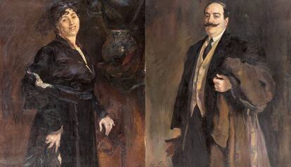 Remei Mallofré i el seu marit Josep Carreño Pujol, dos retrats de Lluïsa Vidal que poden veure's a l'exposició de Canet de Mar per primera vegada.