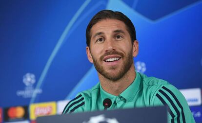 Sergio Ramos em entrevista coletiva antes da partida pela Champions.