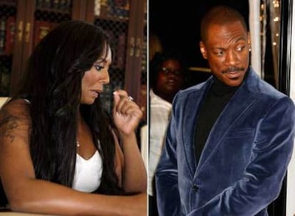 La Spice Girl Mel B durante su declaración de ayer ante el juez. A la derecha, 
el actor estadounidense Eddie Murphy. 
/ EFE