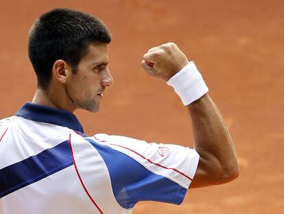 Djokovic celebra un punto en un encuentro del torneo de Madrid.