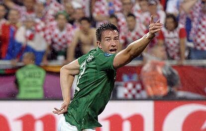 El irlandés Sean St Ledger celebra el gol.