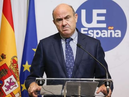 Spanish Economy Minister Luis de Guindos, pictured after Tuesday’s Ecofin meeting in Brussels.