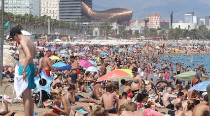 Barceloneta beach in Barcelona.