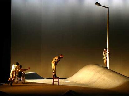 Ensayo del montaje de &#39;Woyzeck&#39;, dirigida por Nuno Cardoso, que se presentará en el Teatro de La Abadía.