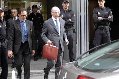 Rodrigo Rato tras comparecer ante el juez del caso Bankia