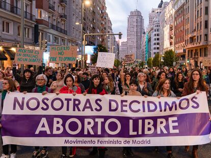 Manifestación feminista a favor del aborto en Madrid, el pasado 28 de septiembre.
