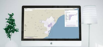 Imagen de un ordenador con la web de Kelvin Atlas de Banco Sabadell