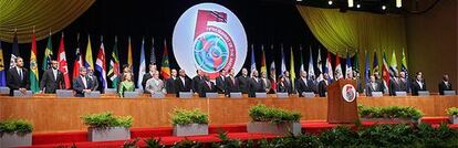 Los líderes reunidos en la V Cumbre de las Américas, en la sesión inaugural.