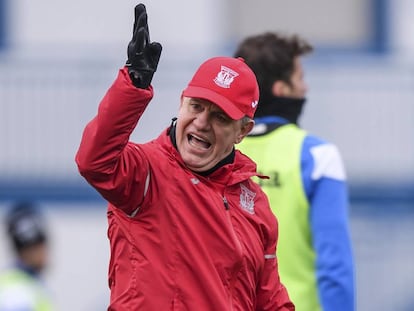 Aguirre, en un entrenamiento del Leganés.