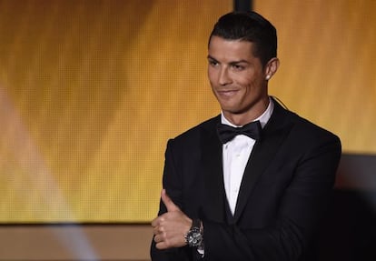 Cristiano Ronaldo, na cerimônia de entrega do prêmio.