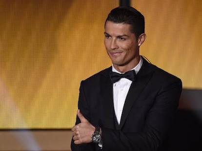 Cristiano Ronaldo, na cerimônia de entrega do prêmio.