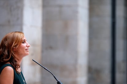 Mónica García, portavoz de Más Madrid, durante una rueda de prensa en la Real Casa de Correos celebrada en 2021.