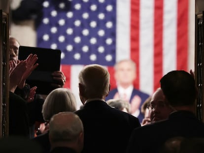 U.S. President Joe Biden (C) arrives to deliver his State of the Union address at a joint meeting of Congress in the House Chamber of the US Capitol on February 7, 2023 in Washington, DC.