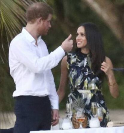 Enrique de Inglaterra y Meghan Markle en una boda en Jamaica, el pasado mes de marzo.