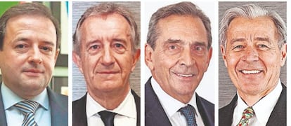 De izquierda a derecha: Santos Martínez-Conde, Ignacio Martín San Vicente, Javier Echenique Landiríbar y Donald Johnston.