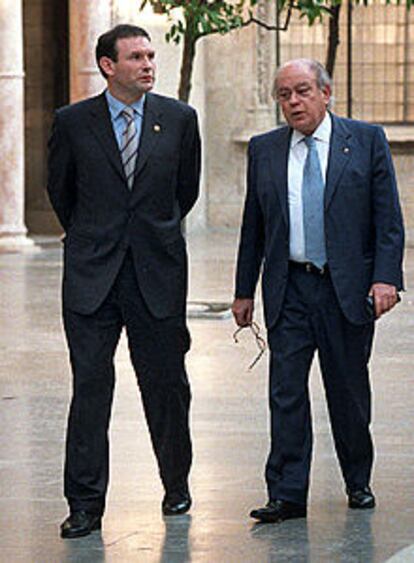 Ibarretxe y Pujol, ayer en Barcelona.