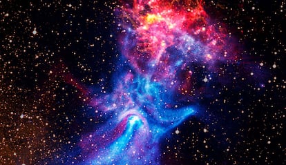 Imagen del pulsar Mano de Dios obtenida por la NASA