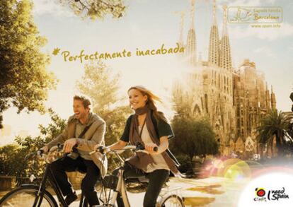 Una de las imágenes de la campaña, con la Sagrada Familia de Barcelona.