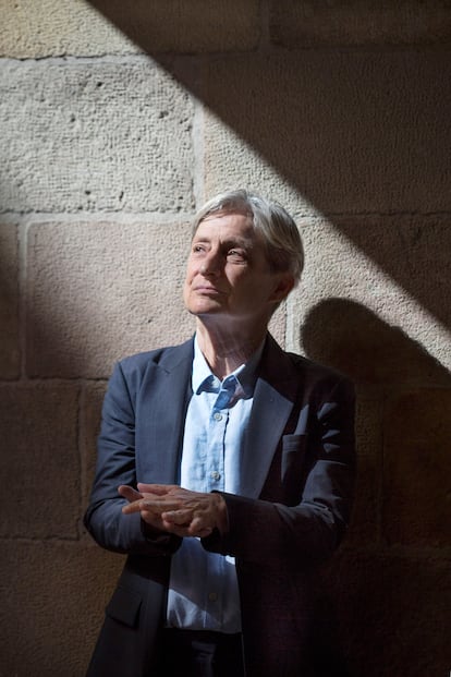 Judith Butler, este martes en el edificio de la Generalitat, en Barcelona, donde ha recogido el Premio Internacional de Catalunya.