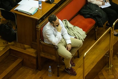 Albert López durante el juicio por el crimen de la Guardia Urbana en la Audiencia de Barcelona el 1 de mayo de 2017.