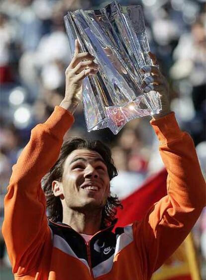 Rafa Nadal celebra su triunfo en Indian Wells