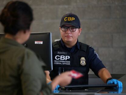 A US Customs and Border Agency officer in California.