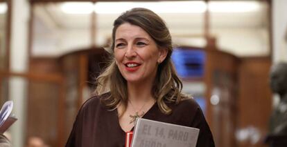 La ministra de Trabajo, Yolanda Díaz, durante el pleno celebrado ayer en el Congreso.