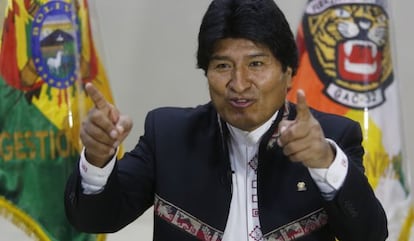 Evo Morales en una rueda de prensa por la visita del Papa.
