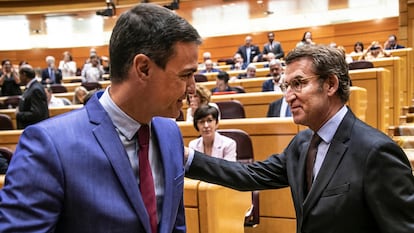 Sánchez y Feijóo, el pasado junio en el Senado.