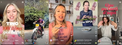 D’esquerra a dreta, fotografies dels comptes d’Instagram 
@ainaposada, @jan.raich, @badalocura, @adaparellada i @julianacanet, creadors de contingut en català