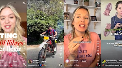 D’esquerra a dreta, fotografies dels comptes d’Instagram
@ainaposada, @jan.raich, @badalocura, @adaparellada i @julianacanet, creadors de contingut en català